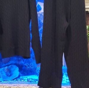 Elegant Black Wide Leg Woven Pant Set.